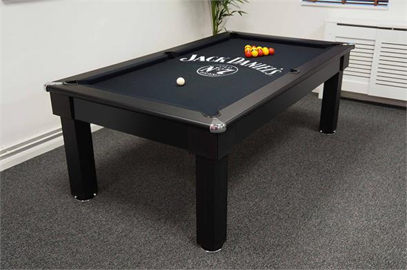 Jack Daniel's Oxford Pool Dining Table in Black with Bug Logo Cloth - 7ft